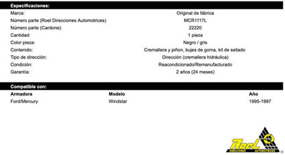 Caja De Dirección Hidraulica Ford Windstar 1995 1996 1997