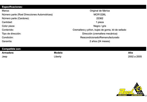 Cremallera Direccion Hidraulica Liberty 2002 A 2005 (22362)