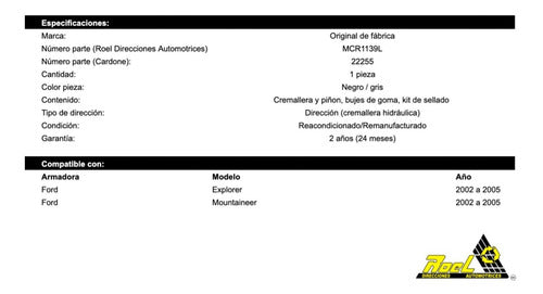 Caja De Dirección Hidraulica Explorer 2002 A 2005 (22255)