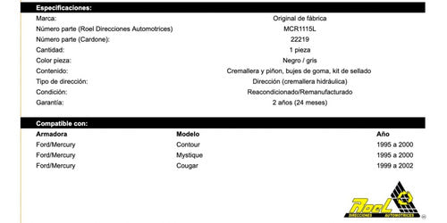 Caja De Dirección Hidraulica Ford Mystique 22219