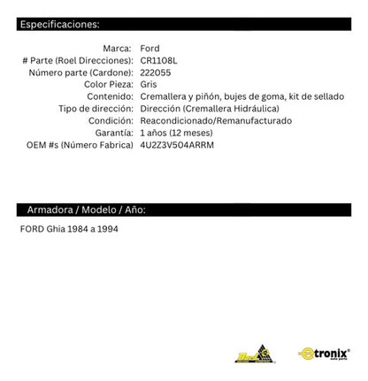 Cremallera Dirección Hidráulica Ford Ghia 1984 A 1994