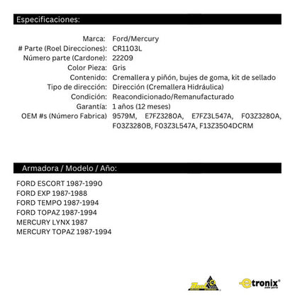 Caja De Dirección Hidraulica Mercury Topaz 1987 A 1994
