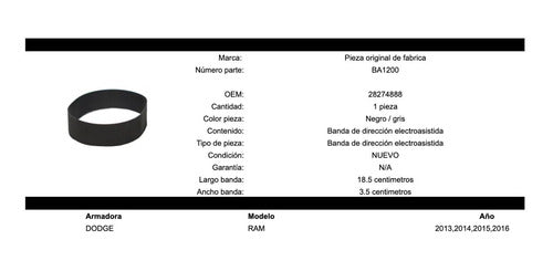 Banda Para Caja Dirección Electroasistida Dodge Ram