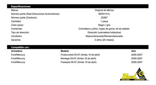Caja De Dirección Hidraulica Freestyle 05 A 07 (22-287)