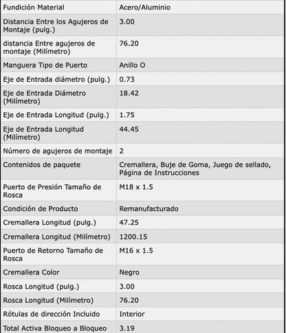 Cremallera Dirección Hidráulica Plymouth Neon 95 A 99 (22328