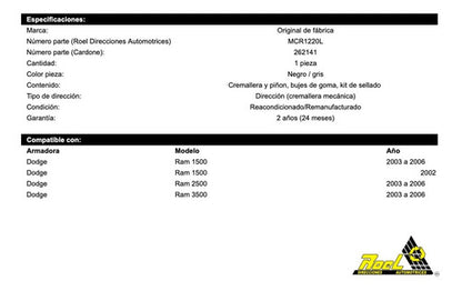 Cremallera Direccion Hidraulica Ram 2500 03 A 06 (262141)