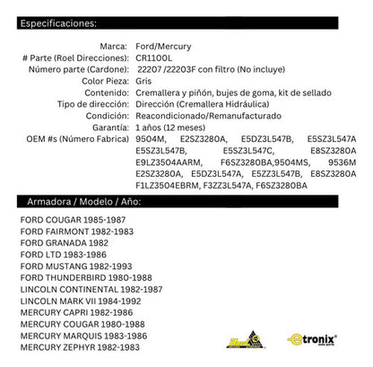Caja Cremallera Direccion Hidraulica Ford Mustang (22203f)
