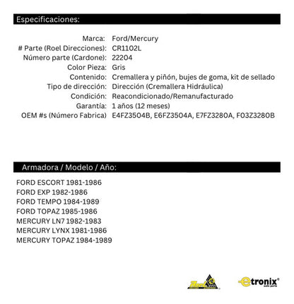 Caja Cremallera Direccion Hidraulica Ford Topaz 1985 1986